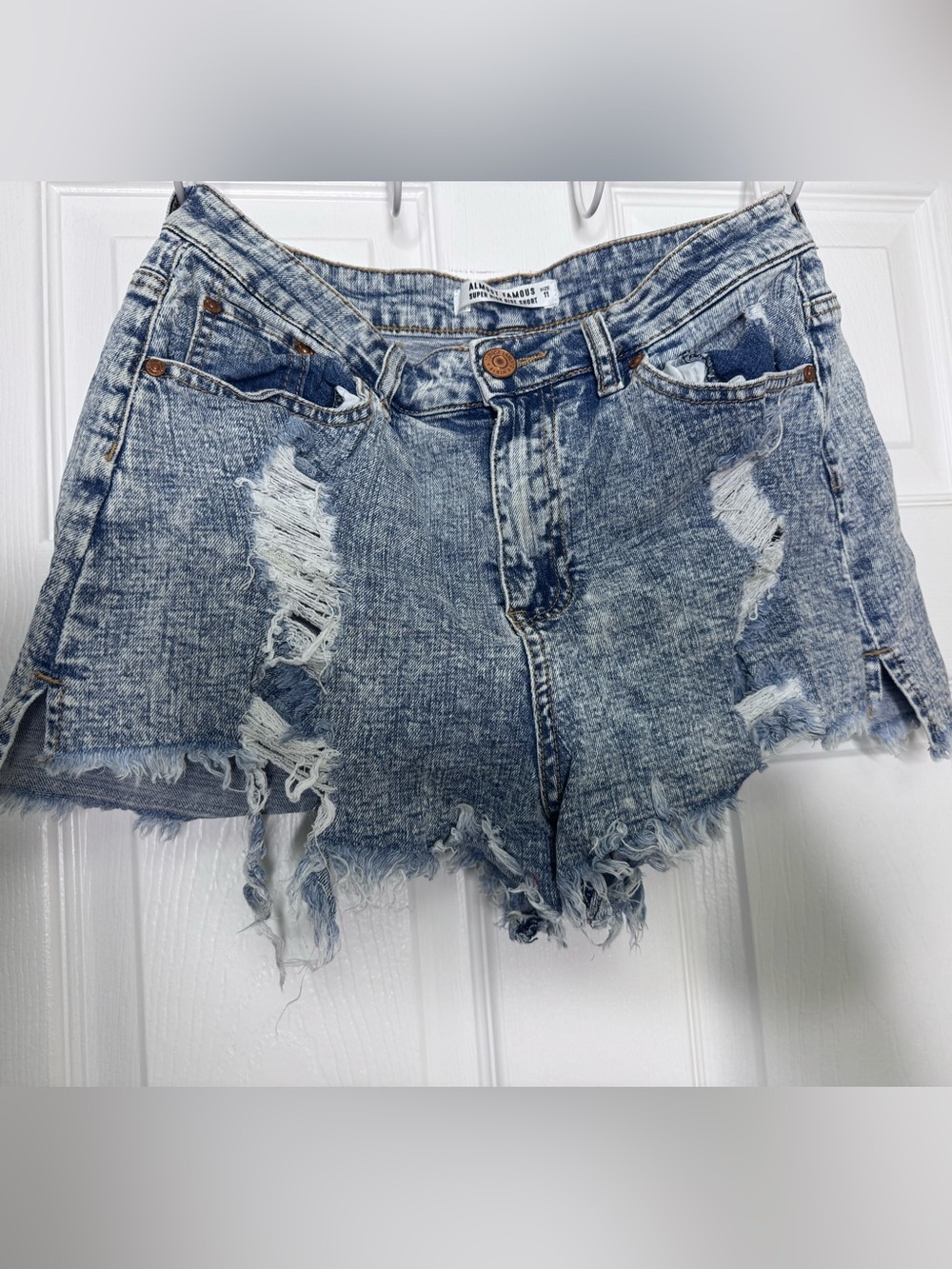 Almost Famous Distressed Light Blue Denim Jean Shorts